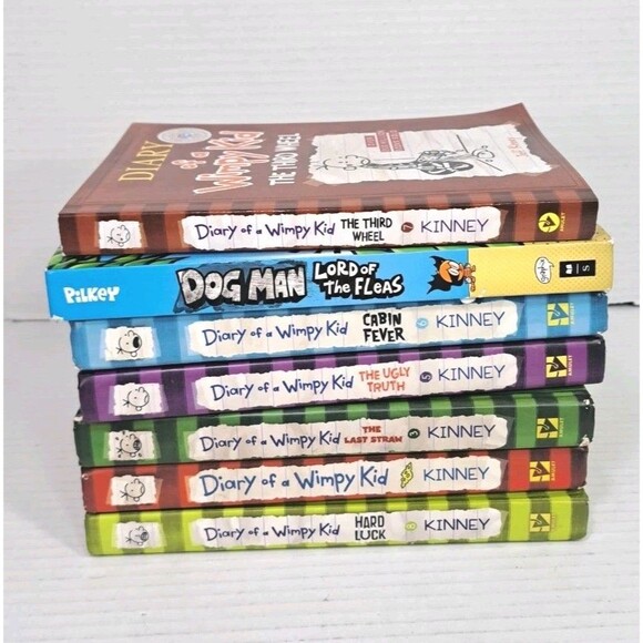 Diary of a Wimpy Kid & Dog Man Book Lot Hardcover & Paperback Collection Set - Picture 2 of 6